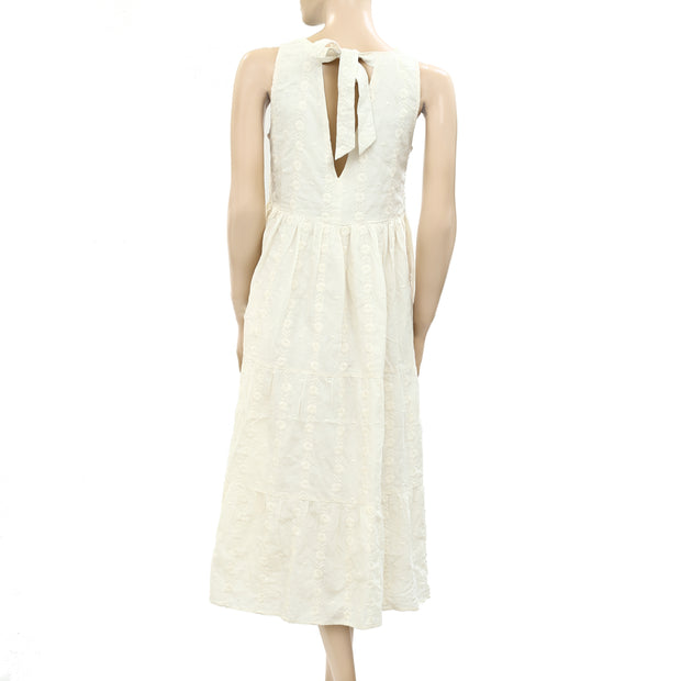 Sezane Floral Embroidered Midi Dress XS