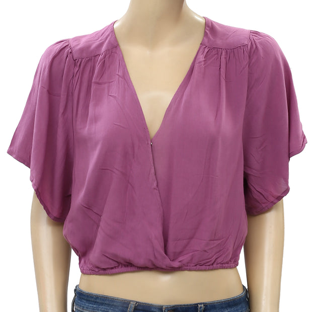 Urban Outfitters Kendra Surplice Cropped Blouse Top