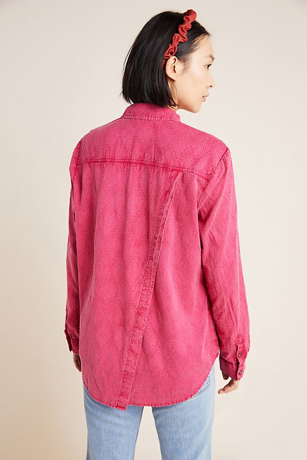 Maeve Anthropologie Hot Pink Buttondown Shirt Tunic Top