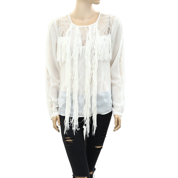 Yoana Baraschi Anthropologie Flapper White Floral Top S