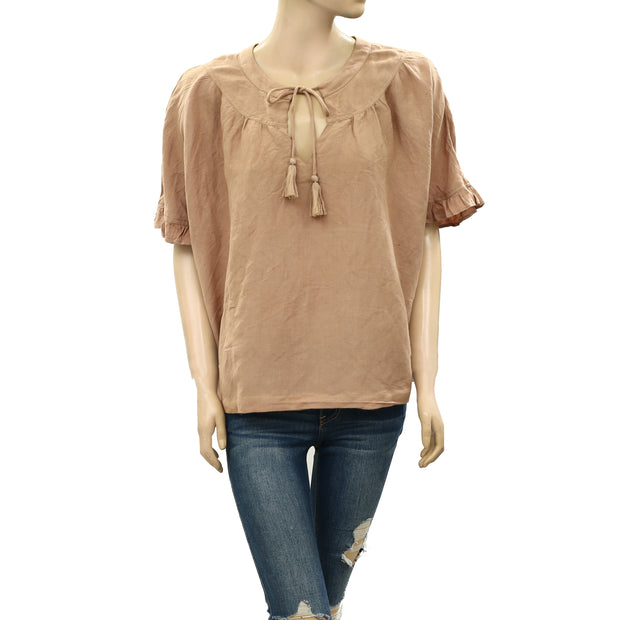 Free People 荷叶边流苏女衫上衣 M