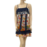 Savage & Culture Lace Floral Printed Slip Mini Dress XS