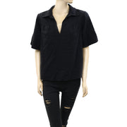 Joie Black Eyelet Embroidered Blouse Top S