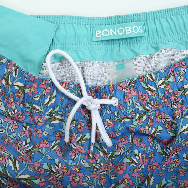 Bonobos Riviera Recycled Swim Floral Printed Blue Trunks Shorts