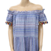 Free People Striped Off Shoulder Mini Dress