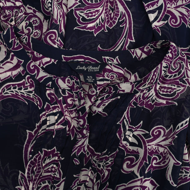 Lucky Brand Paisley Printed Shirt Tunic Top XS