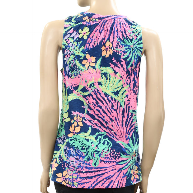 Lilly Pulitzer Essie Indigo All Glow Tank Blouse Top
