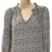 Velvet by Graham & Spencer Anthropologie Mel Leopard Printed Top S