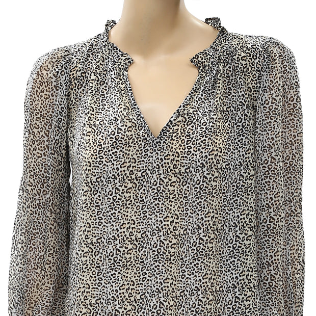 Velvet by Graham & Spencer Anthropologie Mel Leopard Printed Top S
