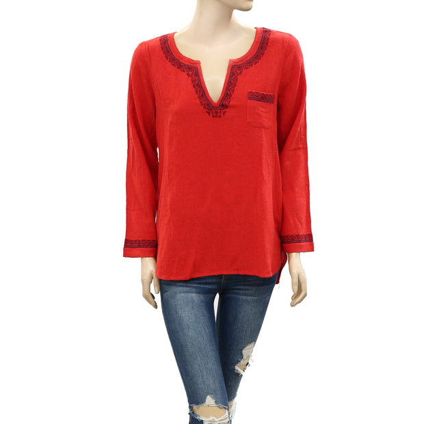 Lucky Brand Embroidered Tunic Top M