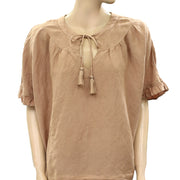 Free People 荷叶边流苏女衫上衣 M