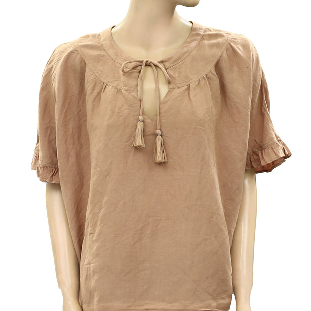 Free People 荷叶边流苏女衫上衣 M