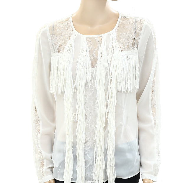 Yoana Baraschi Anthropologie Flapper White Floral Top S