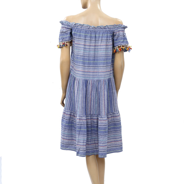 Free People Striped Off Shoulder Mini Dress