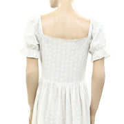 Sezane Eyelet Embroidered White Midi Dress S