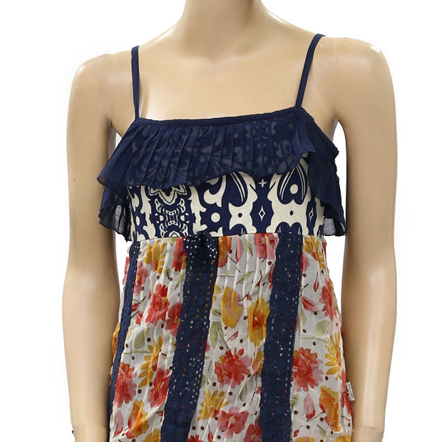 Savage & Culture Lace Floral Printed Slip Mini Dress XS