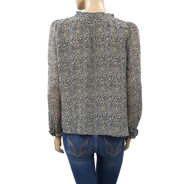 Velvet by Graham & Spencer Anthropologie Mel Leopard Printed Top S