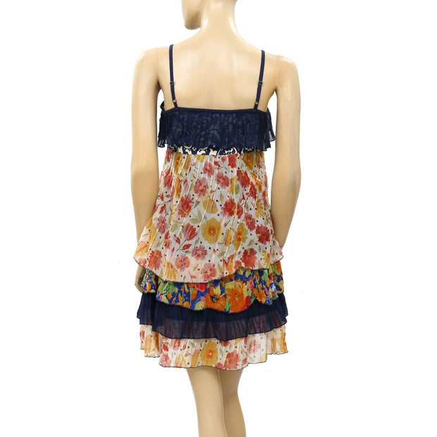 Savage & Culture Lace Floral Printed Slip Mini Dress XS