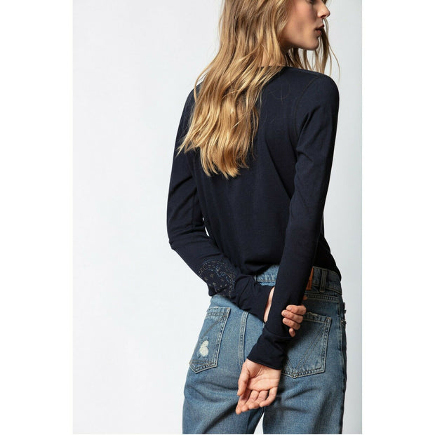 Zadig & Voltaire Tunisian ML Strass Moon T-shirt Top