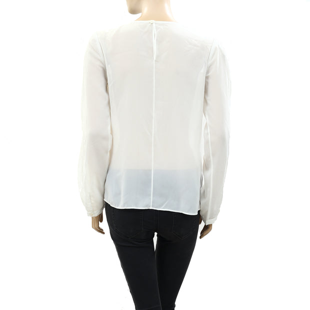 Yoana Baraschi Anthropologie Flapper White Floral Top S