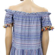 Free People Striped Off Shoulder Mini Dress