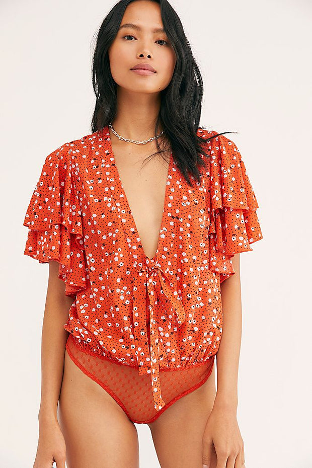 Intimately Free People Call Me Later Printed Bodysuit Top