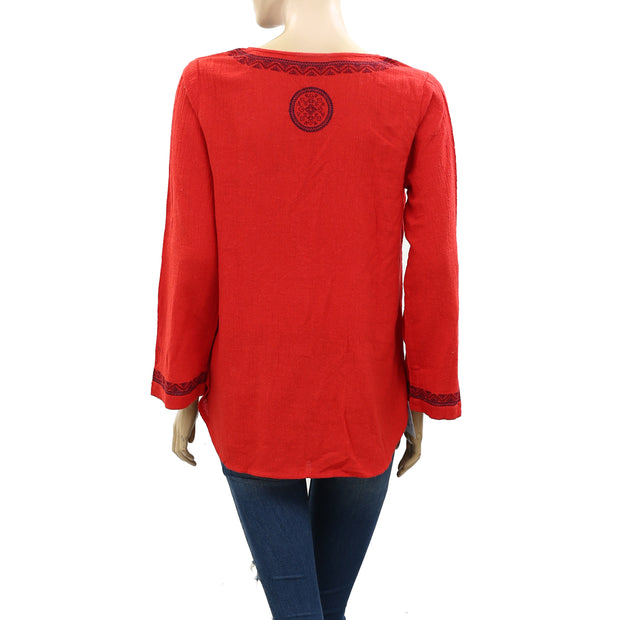 Lucky Brand Embroidered Tunic Top M