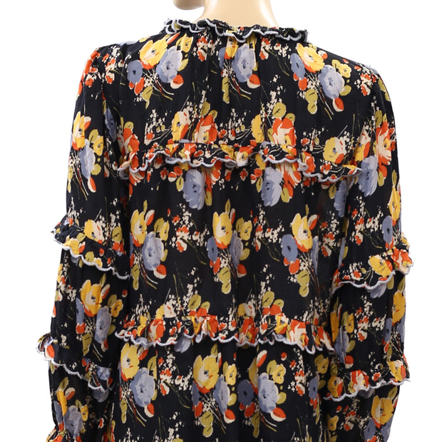 Maeve Anthropologie Myra Tiered Ruffle Top