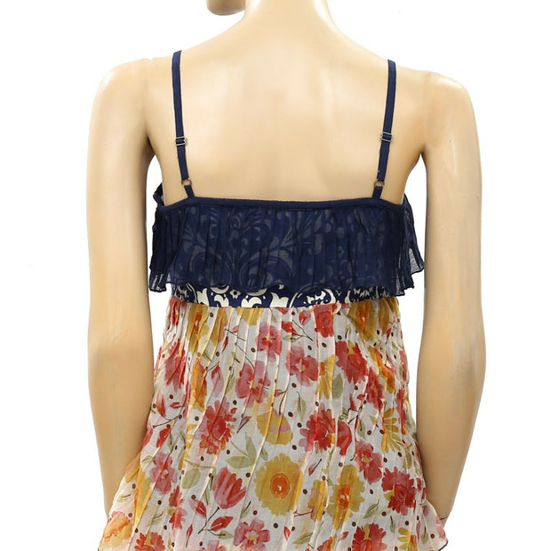 Savage & Culture Lace Floral Printed Slip Mini Dress XS
