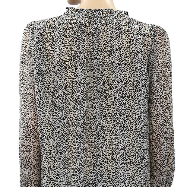 Velvet by Graham & Spencer Anthropologie Mel Leopard Printed Top S