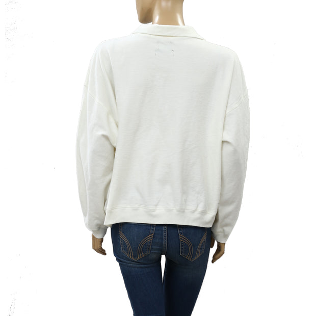 Out From Under Urban Outfitters Jacintha Reverse Henley Sweatshirt Top