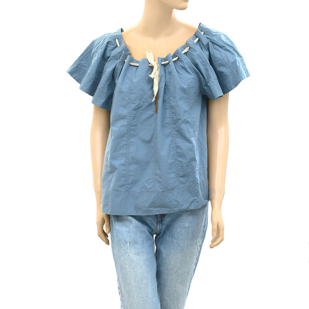 Ulla Johnson Solid Blue Blouse Top M