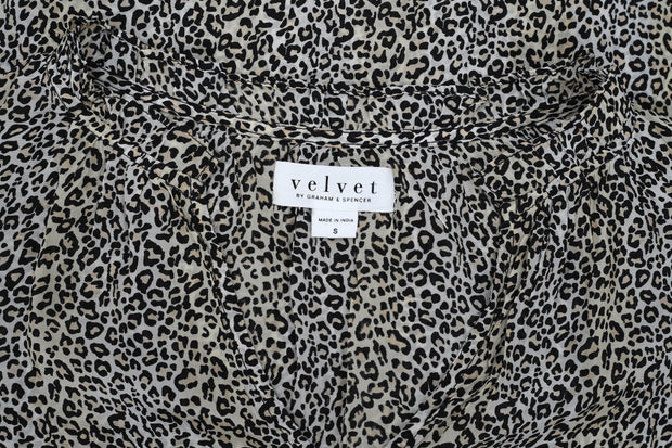 Velvet by Graham & Spencer Anthropologie Mel Leopard Printed Top S