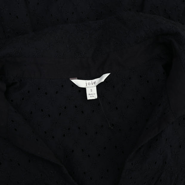 Joie Black Eyelet Embroidered Blouse Top S