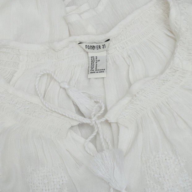 Forever 21 刺绣白色衬衫上衣 S