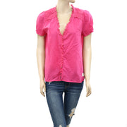 Odd Molly Anthropologie Sleeves Up Buttondown Blouse Top S-1