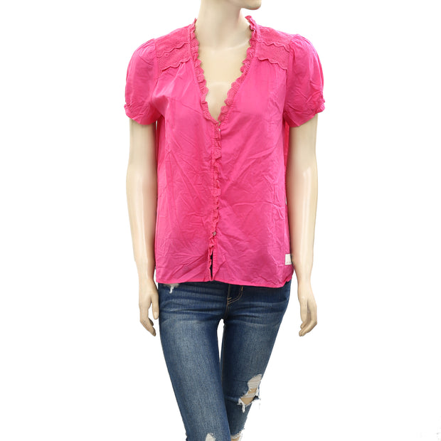 Odd Molly Anthropologie Sleeves Up Buttondown Blouse Top S-1