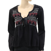 Odd Molly Anthropologie Embroidered Embellished Blouse Top XS