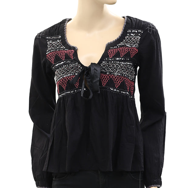 Odd Molly Anthropologie Embroidered Embellished Blouse Top XS