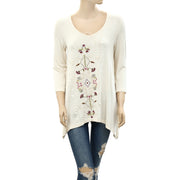 Caite Anthropologie Floral Embroidered Tunic Top S