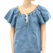 Ulla Johnson Solid Blue Blouse Top M