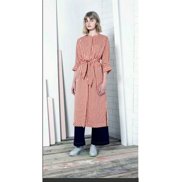 Noa Noa Fine Striped Stretch Buttondown Shirt Dress XS