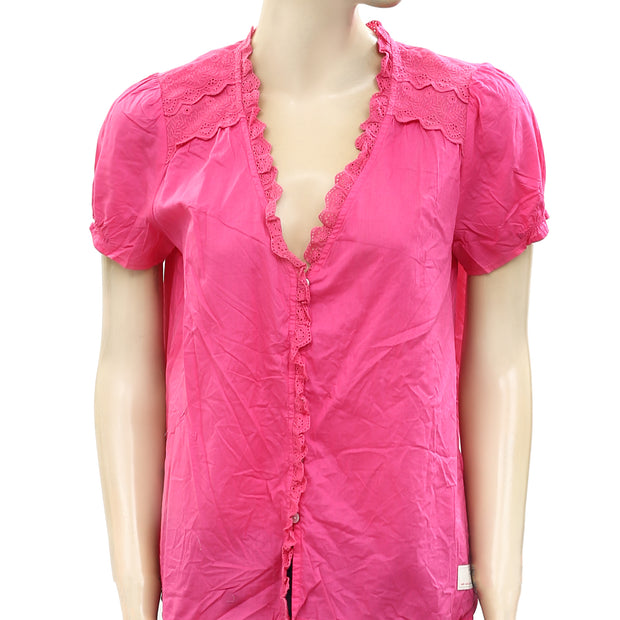 Odd Molly Anthropologie Sleeves Up Buttondown Blouse Top S-1