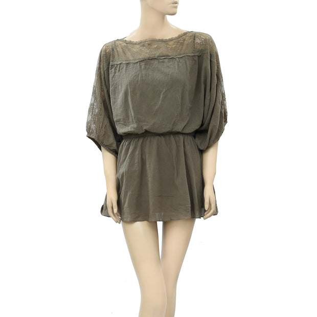 Free People Floral Lace Mini Tunic Dress S