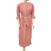 Noa Noa Fine Striped Stretch Buttondown Shirt Dress XS