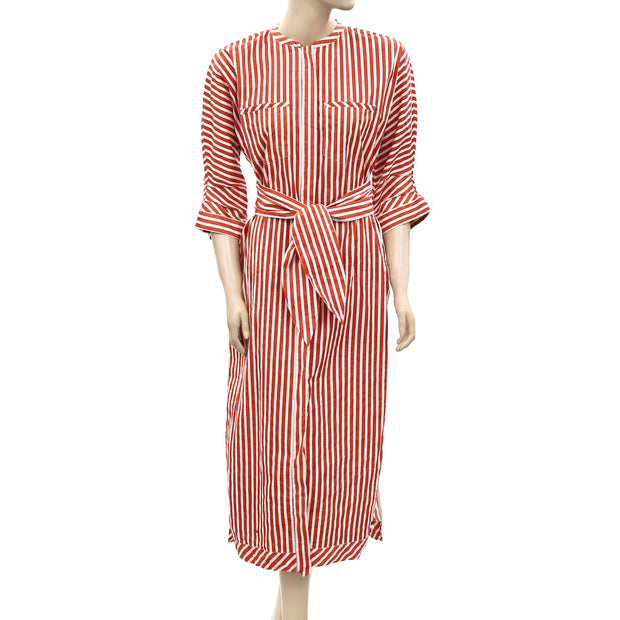 Noa Noa Fine Striped Stretch Buttondown Shirt Dress XS