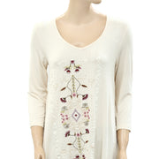 Caite Anthropologie Floral Embroidered Tunic Top S