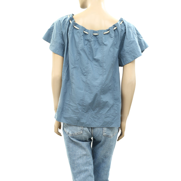 Ulla Johnson Solid Blue Blouse Top M