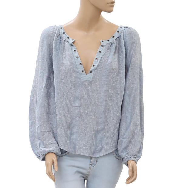 Free People Against All Odds Studded Blouse Top S