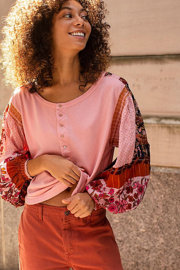 Free People Light Magic Henley Blouse Top